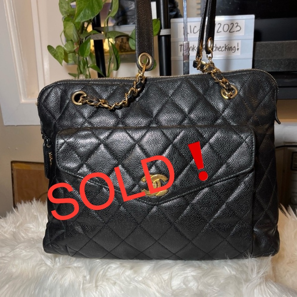 SOLD❗️CHANEL Black Quilted Shoulder Bag with Gold Accents